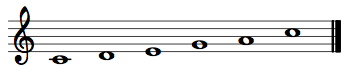 White-key pentatonic scale on the treble staff.